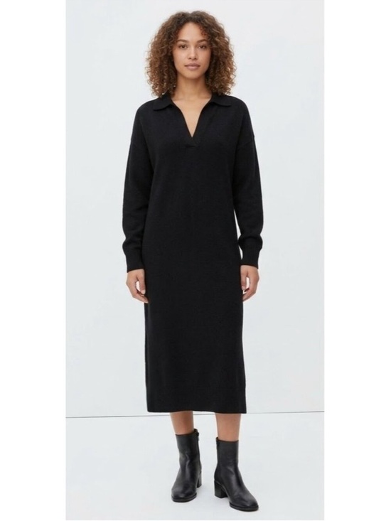 Everlane Dresses & Skirts - Everlane The Cashmere Black Polo V-neck Midi Dress